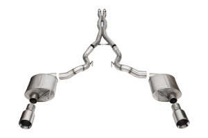 Ford Mustang GT Performance Exhaust - Dual Rear - CORSA Performance - Xtreme Cat-Back with 4.5in Polished Straight Cut Tips - `24-`25